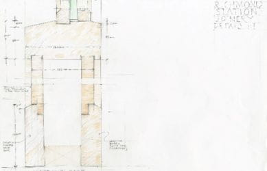 The architect’s sketches of the details of the shop front joinery at Richmond station - South Western Railway