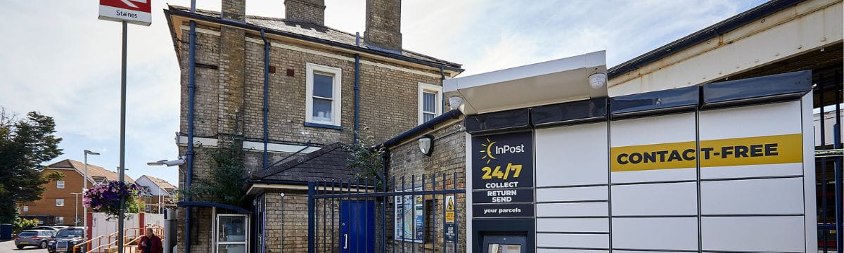 InPost parcel locker at Staines station served by South Western Railway