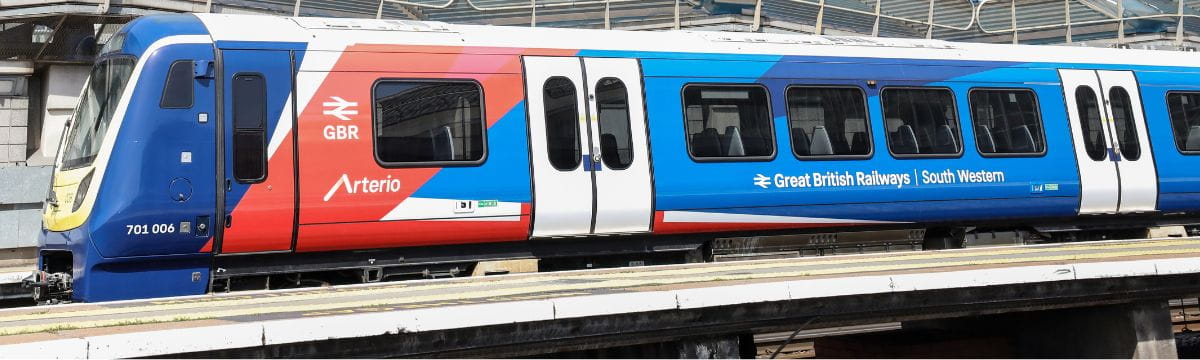 South Western Railway Arterio class 701 GBR Great British Railway branded train at London Waterloo