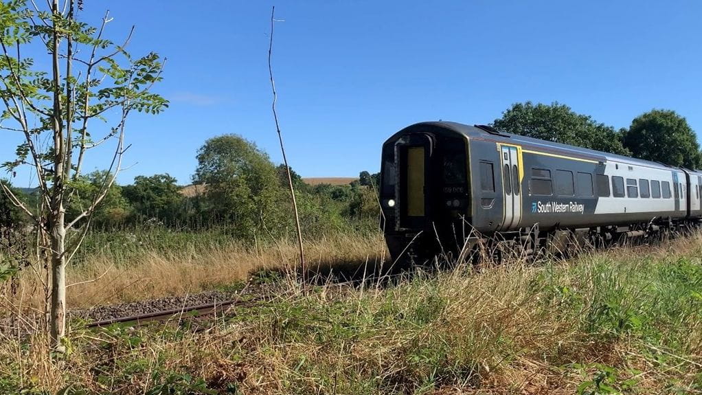 A South Western Railway Class 15X train on dry soil