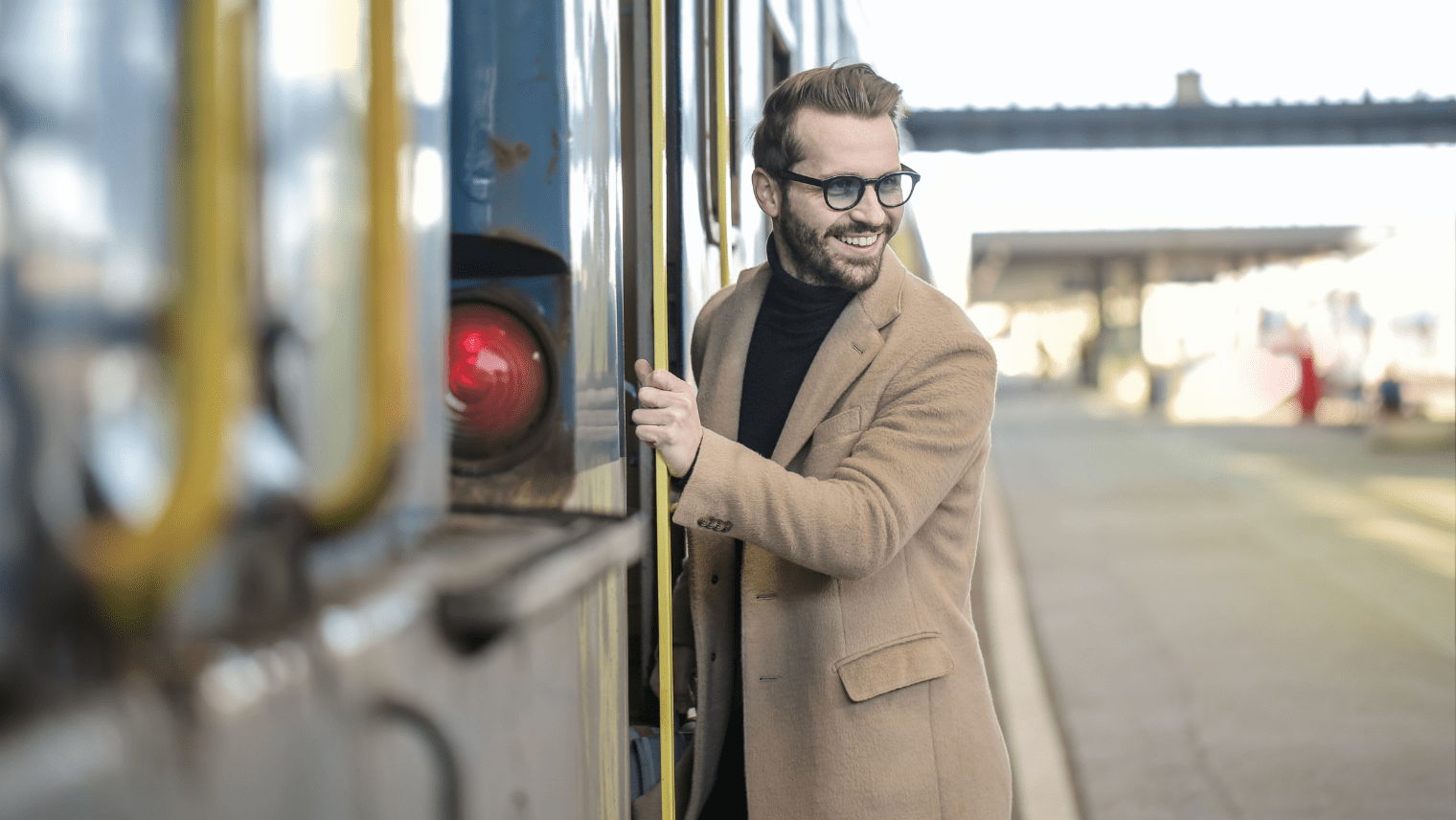 man catch the train
