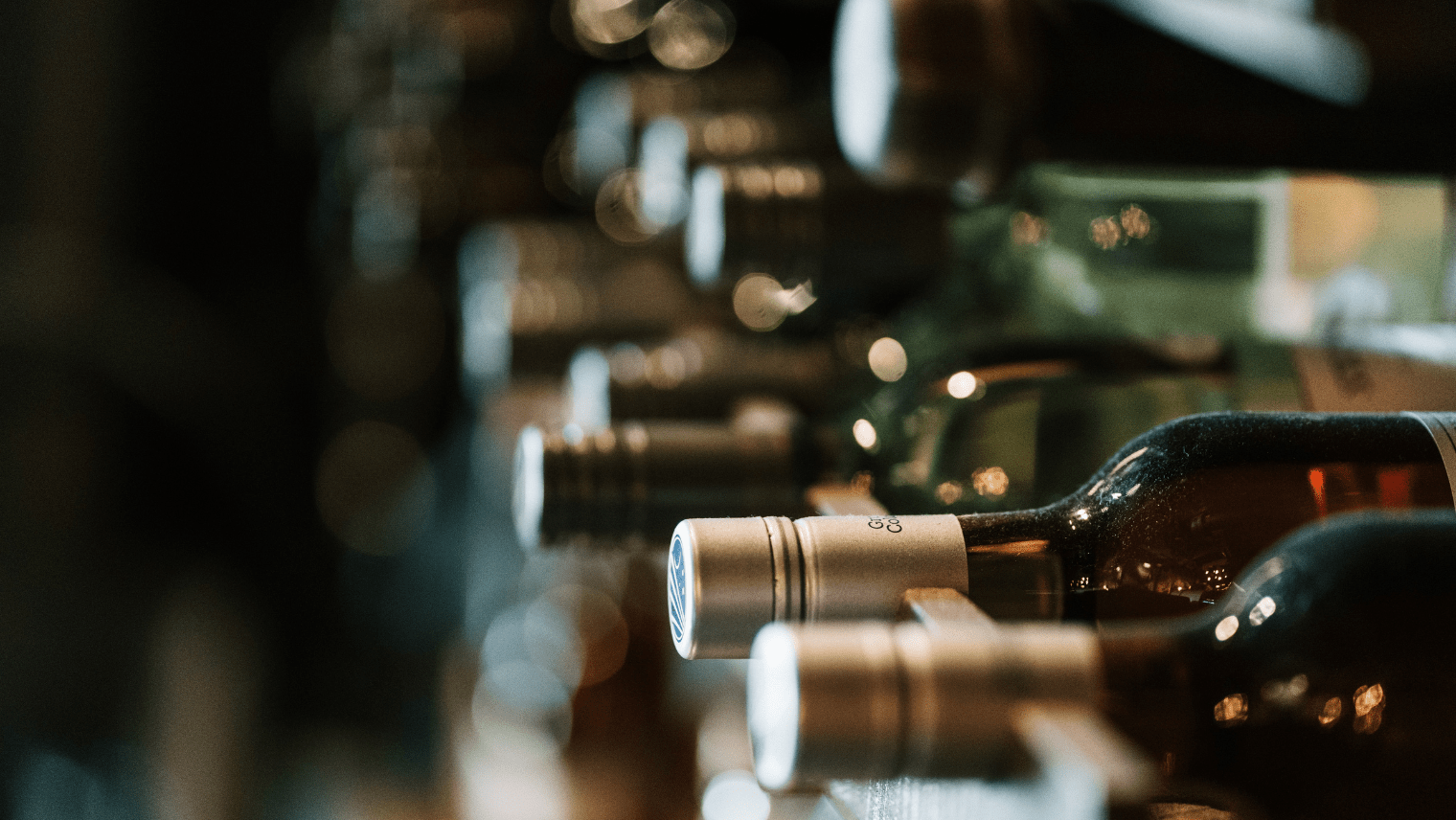 Bottles of wine on a shelf