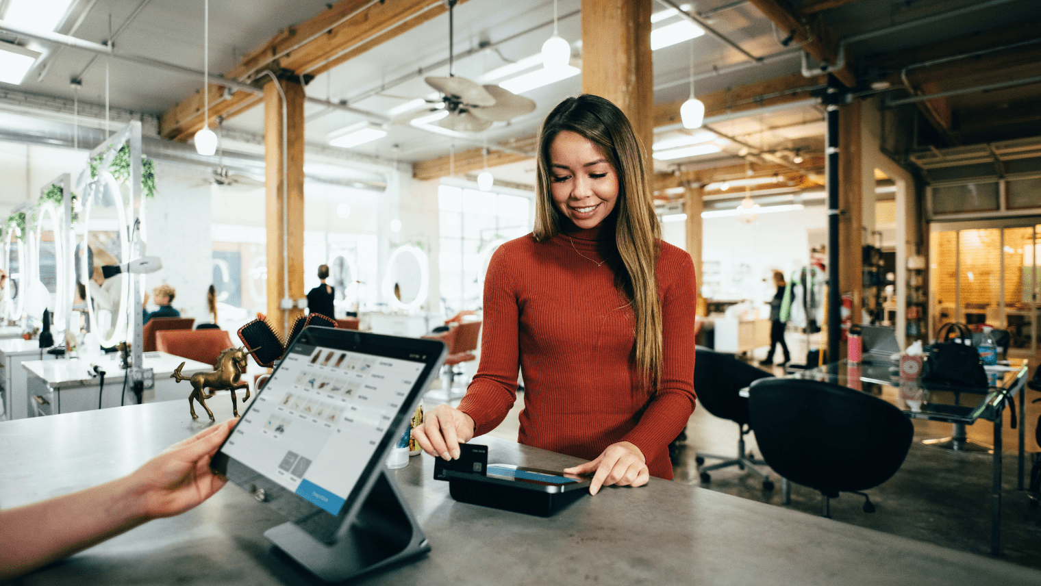 A person making a store purchase