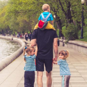 Dad with 2 kids