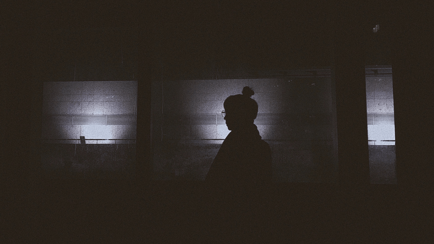 Black and white image of a female's shadow
