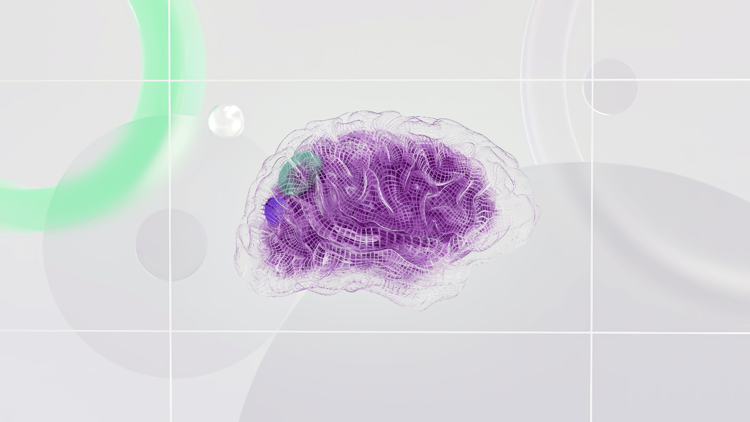 An animated image of a purple brain in front of a grey background 