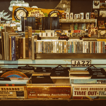 An image of records at a record store