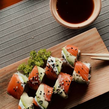 a plate of sushi