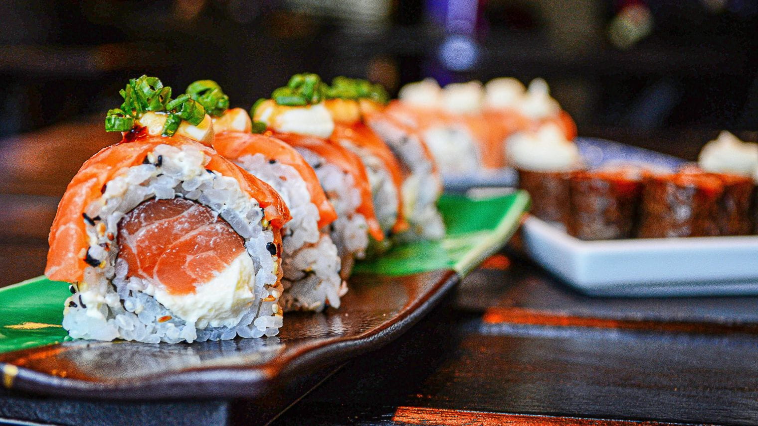 A plate various types of sushi