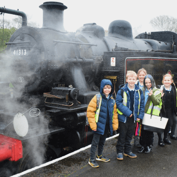School children on a train platform - entrance area | South Western Railway